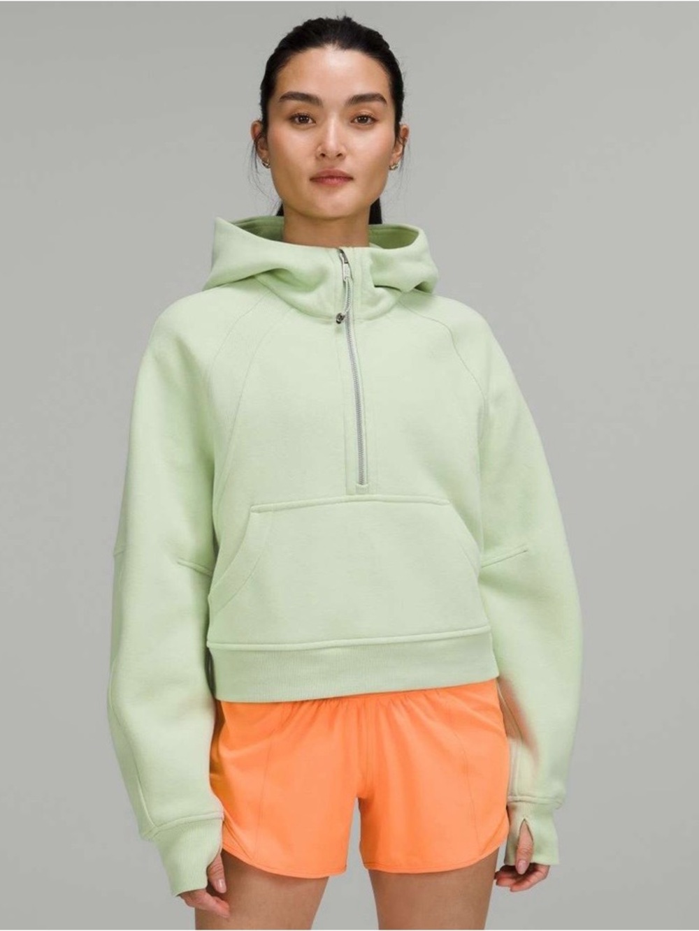 lululemon athletica Light Green Scuba Half-Zip Hoodie (Creamy Mint, W3DM4S)